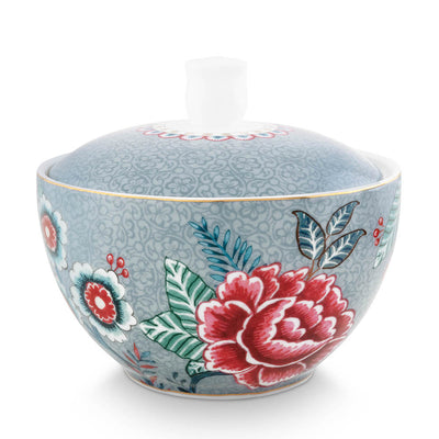 Pip Studio Zuckerdose Flower Festival Hellblau