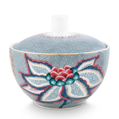 Pip Studio Zuckerdose Flower Festival Hellblau
