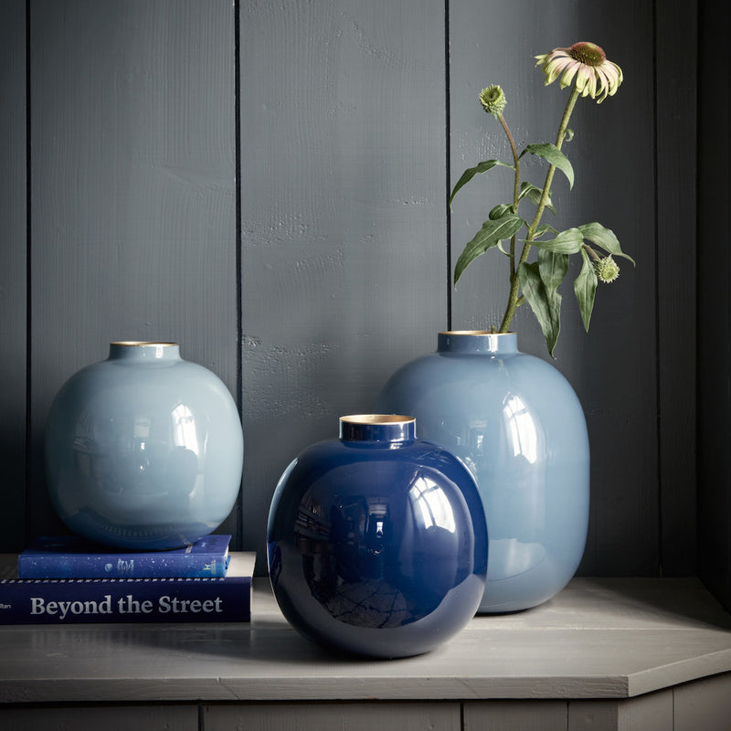 Pip Studio Vase Metall Dunkelblau Rund 23 cm