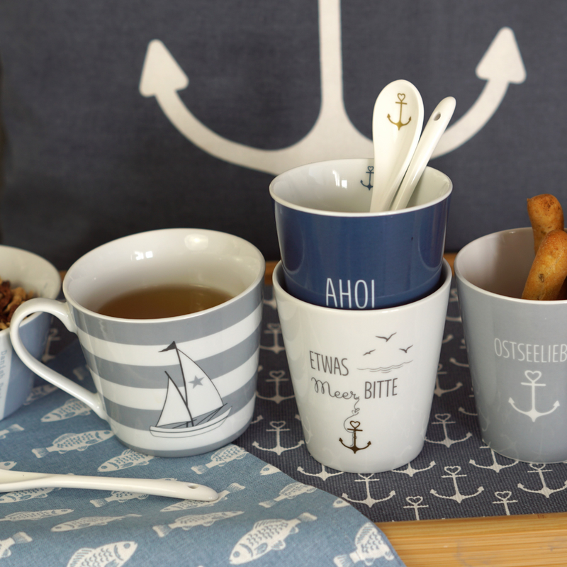Krasilnikoff Happy Mug Etwas Meer bitte Weiß