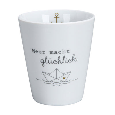 Krasilnikoff Happy Mug Meer macht glücklich Weiß