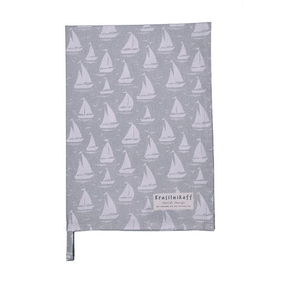 Krasilnikoff Geschirrhandtuch Boote Allover Grau