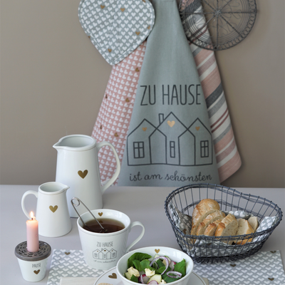 Krasilnikoff Geschirrhandtuch Zuhause Grau