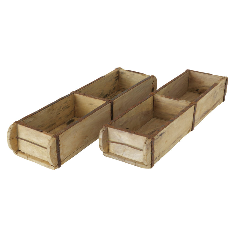 Holzbox handgearbeitet aus recyceltem Holz ca. 58 x 15 cm mit 2 Fächern