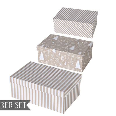 Geschenkboxen Stripes 3er-Set mittel