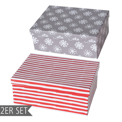 Geschenkboxen Snow 2er-Set mittel