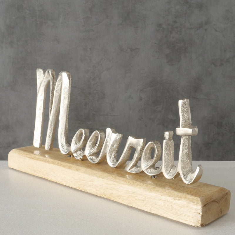 Schriftzug Meerzeit silberfarben
