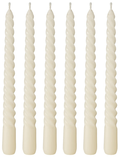 Stabkerzen gedreht creme 6er-Set