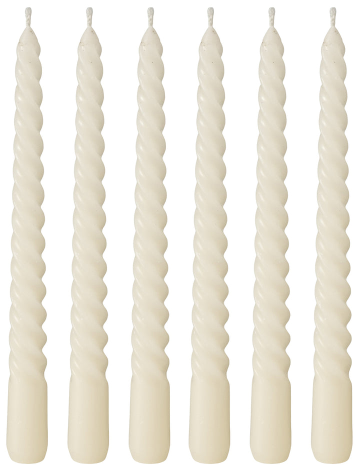 Stabkerzen gedreht creme 6er-Set