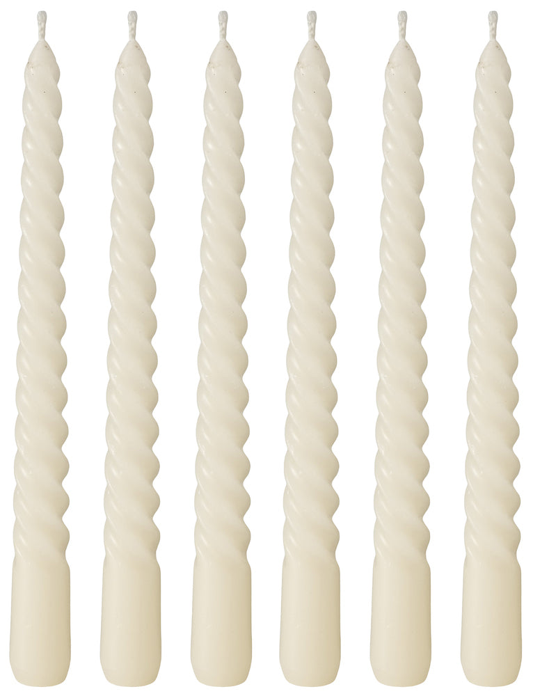 Stabkerzen gedreht creme 6er-Set