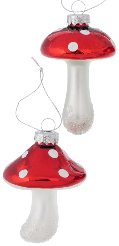 Weihnachtsanhänger Pilze 2er-Set rot glänzend