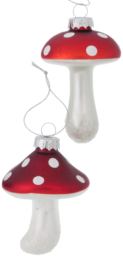 Weihnachtsanhänger Pilze 2er-Set rot matt