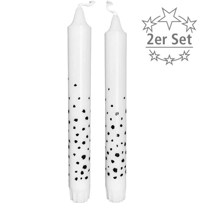 Stabkerzen Tupfen 2er-Set weiß