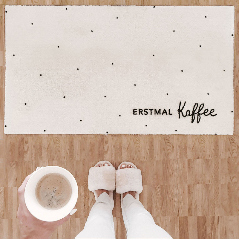 Eulenschnitt Fußmatte Erstmal Kaffee weiß groß