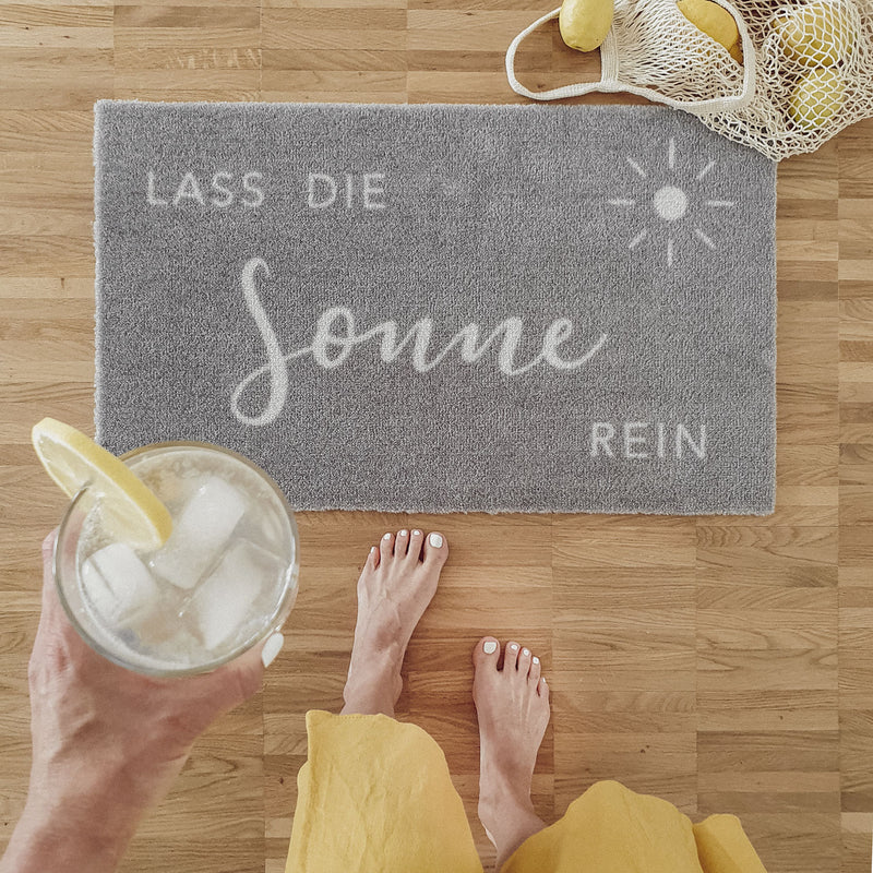 Eulenschnitt Fußmatte Lass die Sonne rein grau
