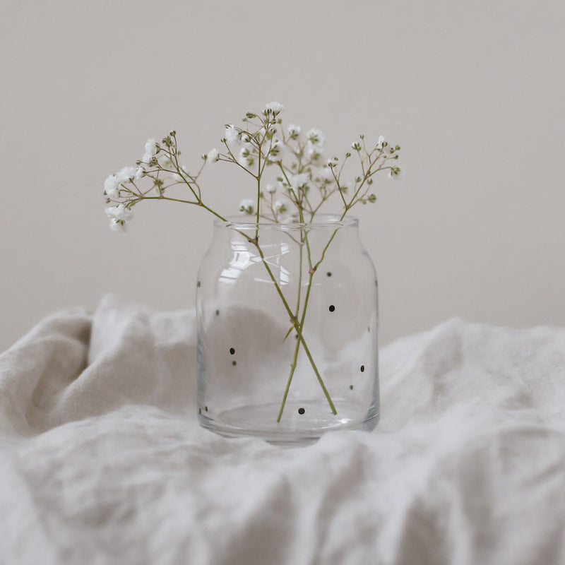 Eulenschnitt Vase aus Glas Punkte Klein