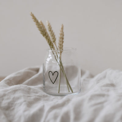 Eulenschnitt Vase aus Glas Herz Klein
