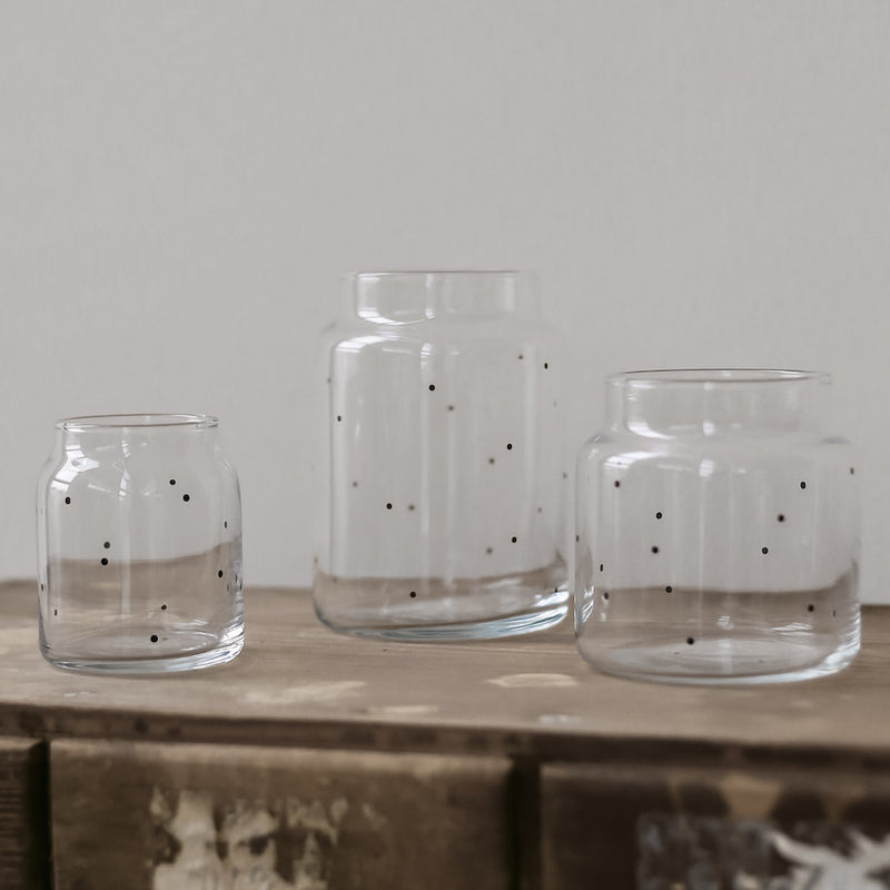 Eulenschnitt Vase aus Glas Punkte Mittel