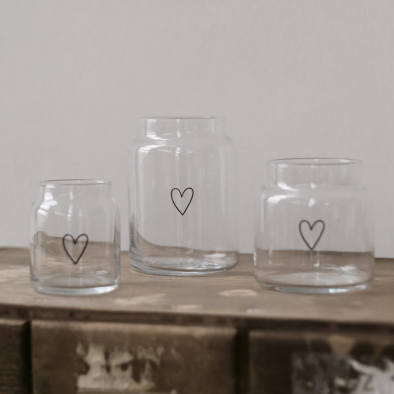 Eulenschnitt Vase aus Glas Herz Mittel