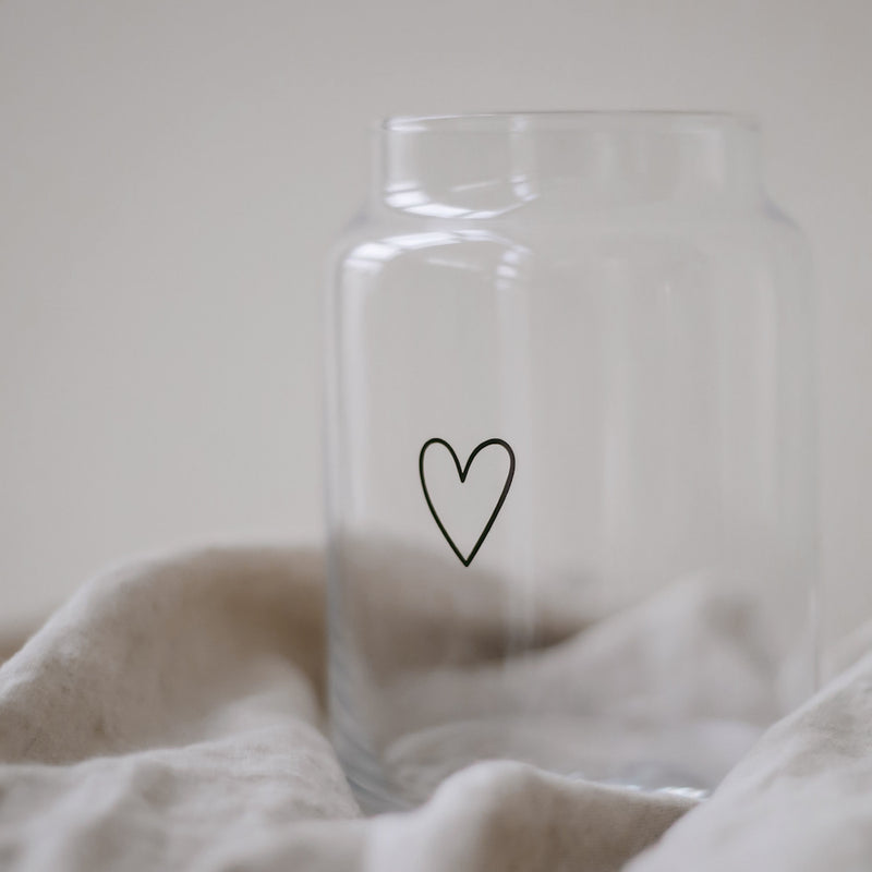 Eulenschnitt Vase aus Glas Herz Groß