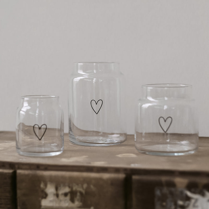 Eulenschnitt Vase aus Glas Herz Groß