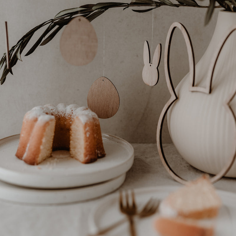 Eulenschnitt Holzhänger Hase 8er-Set naturfarben