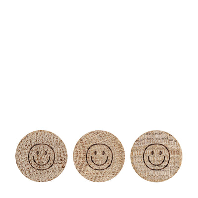 Eulenschnitt Holzmagnet 3er Set Smiley