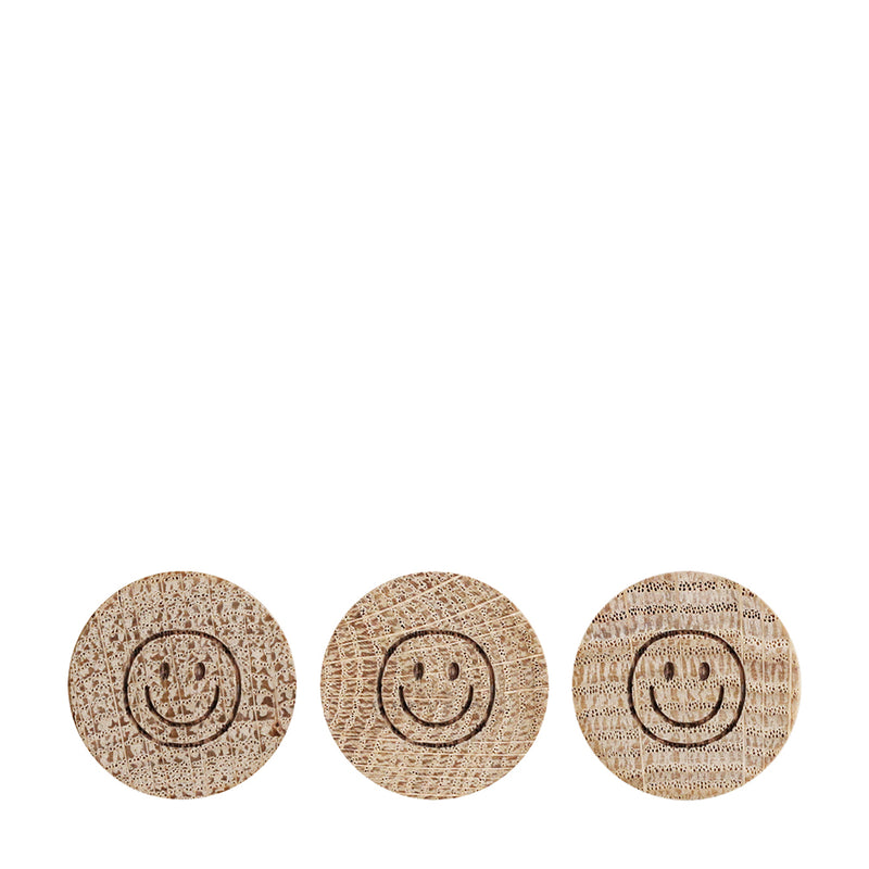 Eulenschnitt Holzmagnet 3er Set Smiley