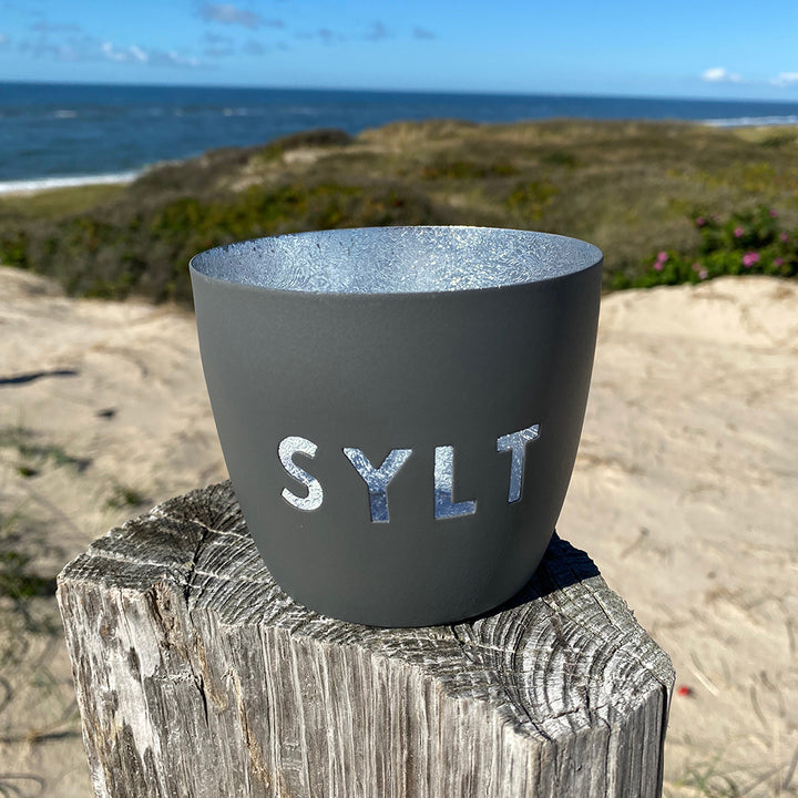 Windlicht im exklusiven Sylt Design Dunkelgrau Mittel