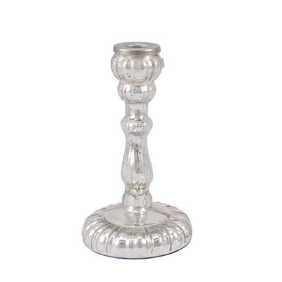 Kerzenhalter Glorious aus Glas silberfarben 18 cm