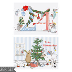 krima & isa Postkarten Fleißige Weihnachtsgrüße 2er-Set