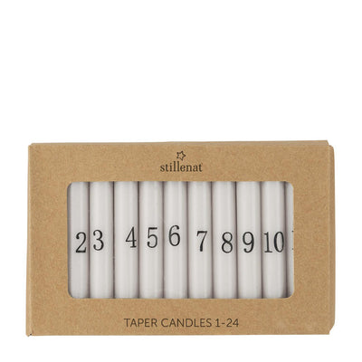 IB Laursen Dünne Kerzen 1 - 24 Weiß mit schwarzen Zahlen