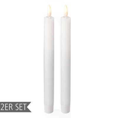 LED Spitzkerze aus Wachs 2er Set weiß