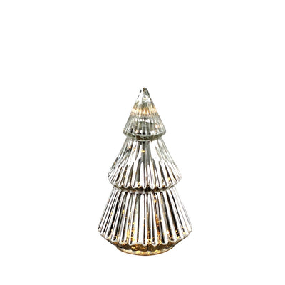 LED Glas Tanne Silberfarben Klein