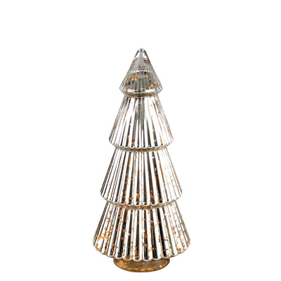 LED Glas Tanne Silberfarben Mittel