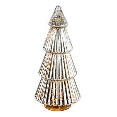 LED Glas Tanne Silberfarben Groß