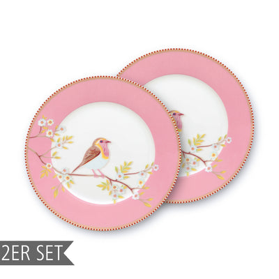 Pip Studio Frühstücksteller „Early Bird“ 2er-Set rosa