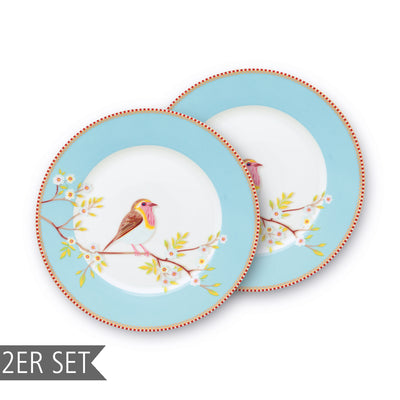 Pip Studio Frühstücksteller Early Bird 2er-Set blau