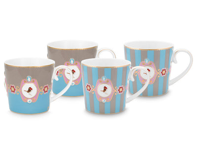 Pip Studio Tasse Love Birds blau groß 4er-Set