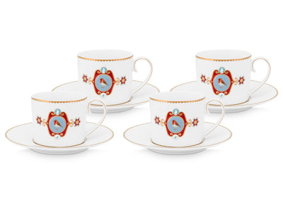 Pip Studio Tasse mit Teller Love Birds weiß 4er-Set