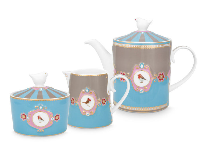 Pip Studio Tee-Set Love Birds blau