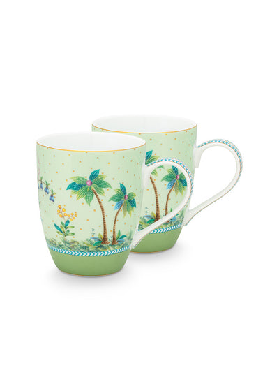Pip Studio Tasse Jolie Punkte grün groß 2er-Set