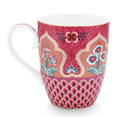 Pip Studio Tasse Flower Festival Muscheloptik Dunkelrosa Groß