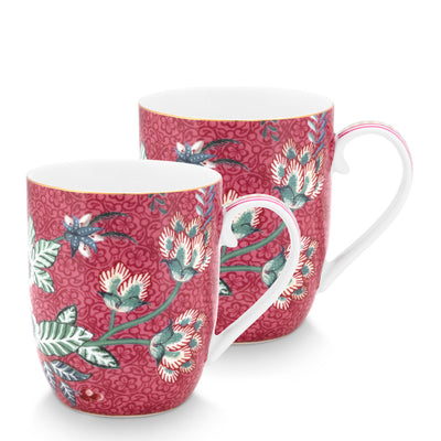 Pip Studio Tasse Flower Festival Dunkelrosa Klein 2er-Set