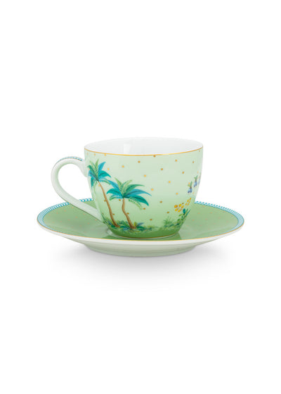 Pip Studio Espresso-Tasse mit Teller Jolie Punkte grün