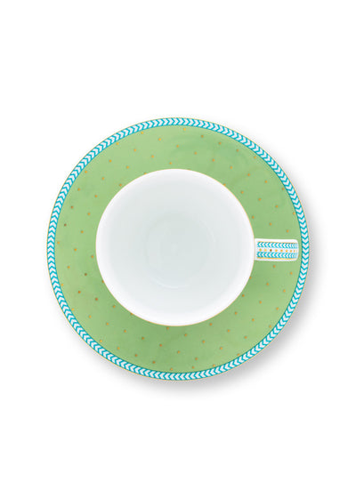 Pip Studio Espresso-Tasse mit Teller Jolie Punkte grün