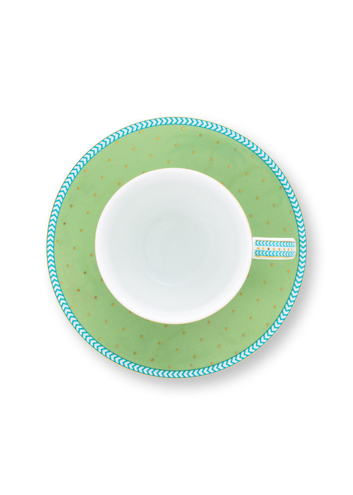 Pip Studio Espresso-Tasse mit Teller Jolie Punkte grün