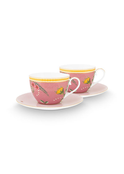 Pip Studio Tasse mit Teller La Majorelle rosa 2er-Set