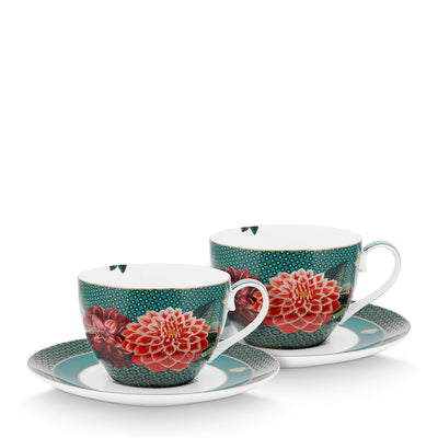 Pip Studio Tasse mit Teller Winter Wonderland Grün 2er-Set