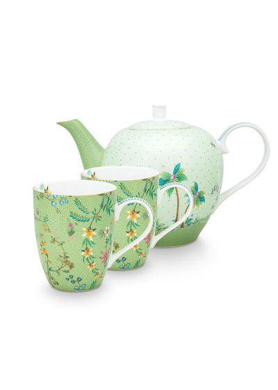 Pip Studio Tee-Set Jolie Flowers grün groß